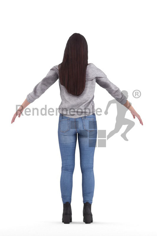 Rigged 3D People model for Maya and 3ds Max – asian woman with daily clothes