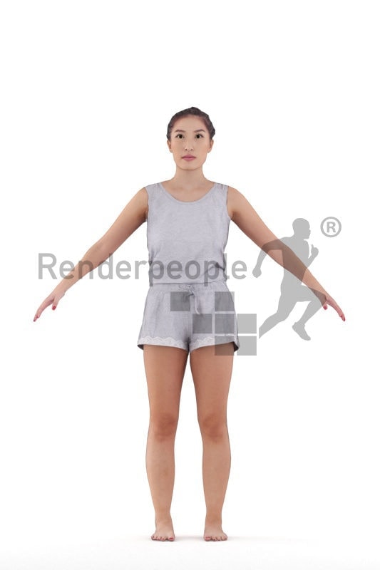 Rigged 3D People model for Maya and 3ds Max –Asian woman, free time, home wear
