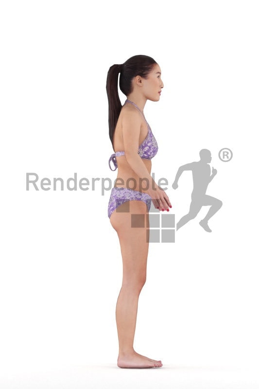 Rigged and retopologized 3D People model – asian woman in bikini
