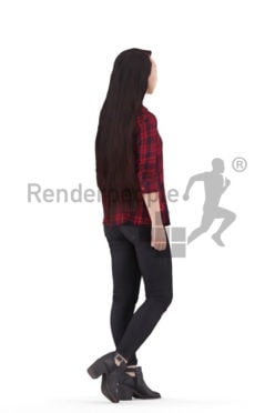 3D People model for 3ds Max and Cinema 4D – asian woman in daily look, walking