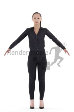 Rigged 3D People model for Maya and 3ds Max – asian woman in business clothes