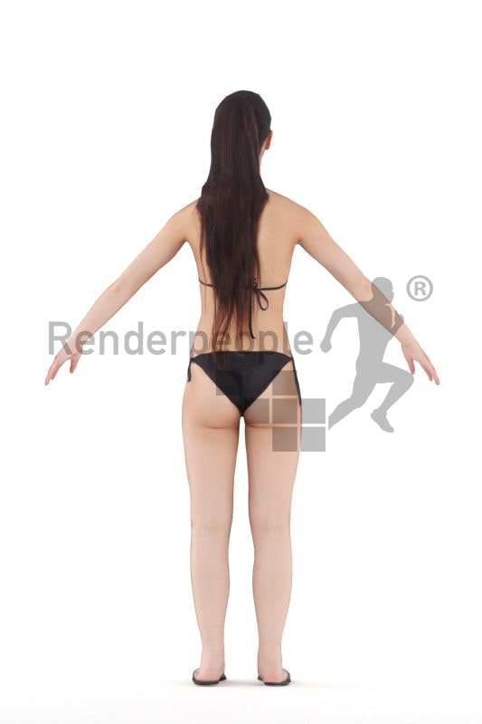 Rigged 3D People model for Maya and Cinema 4D – asian woman in swimm wear