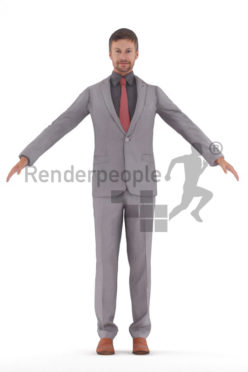 Rigged human 3D model by Renderpeople – european man in a business suit