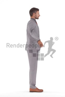 Rigged human 3D model by Renderpeople – european man in a business suit