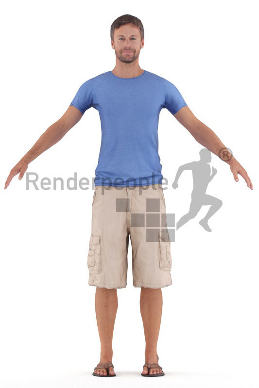 Rigged 3D People model for Maya and Cinema 4D – european man in free time clothes