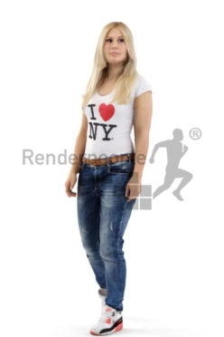 3d people casual, white 3d woman standing