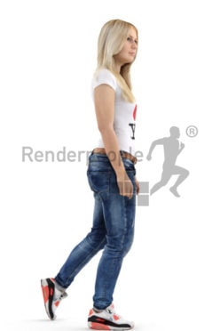 3d people casual, white 3d woman standing