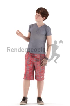 3d people kids, white 3d child standing and discussing