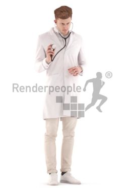 3d people doctor, jung doctor with a stethoskop