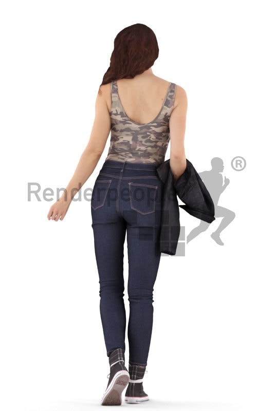 3d people casual, white 3d woman standing and smiling