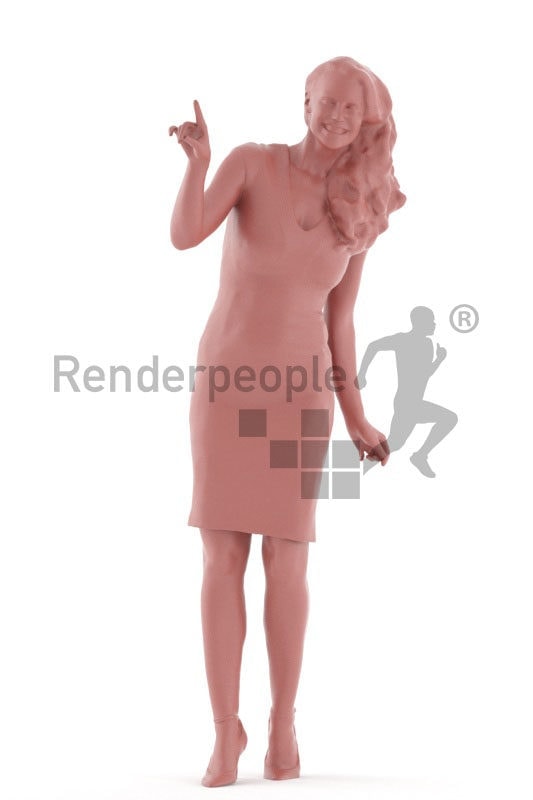 3d people event, white 3d woman standing and pointing