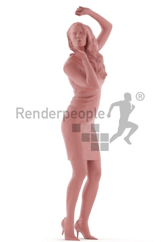 3d people event, white 3d woman standing throwing a kiss