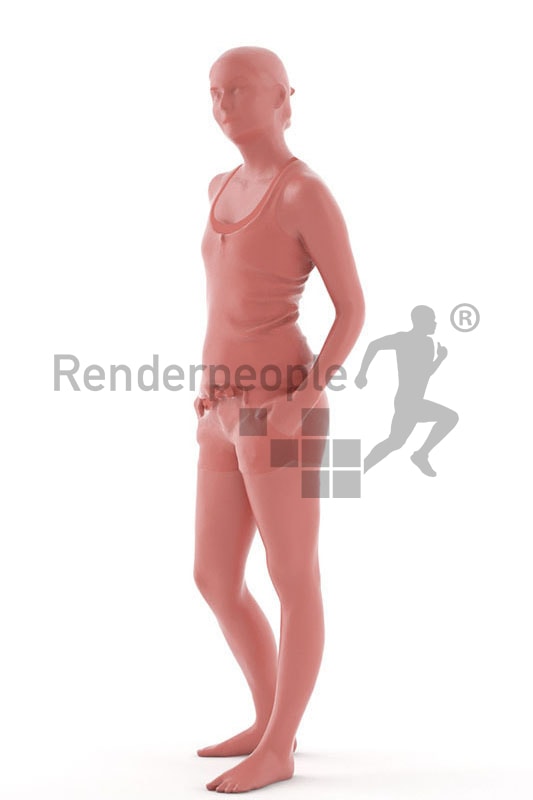 3d people summer, white 3d woman standing