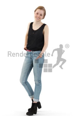 3d people casual, white blond 3d woman standing