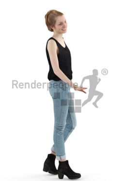 3d people casual, white blond 3d woman standing