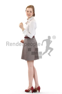 3d people business, white 3d woman looking over her shoulder