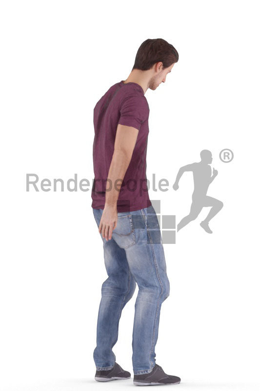 Animated 3D People model for 3ds Max and Maya – european male in daily dress, standing
