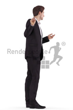 3d people business, white 3d man standing and writing on a board