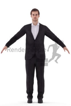 3d people business, white rigged man in A Pose