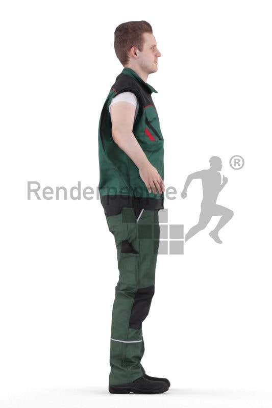 Rigged human 3D model by Renderpeople – european man in workwear