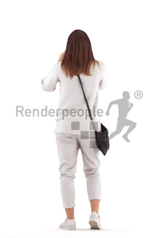 Posed 3D People model for renderings – woman, casual, taking pictures