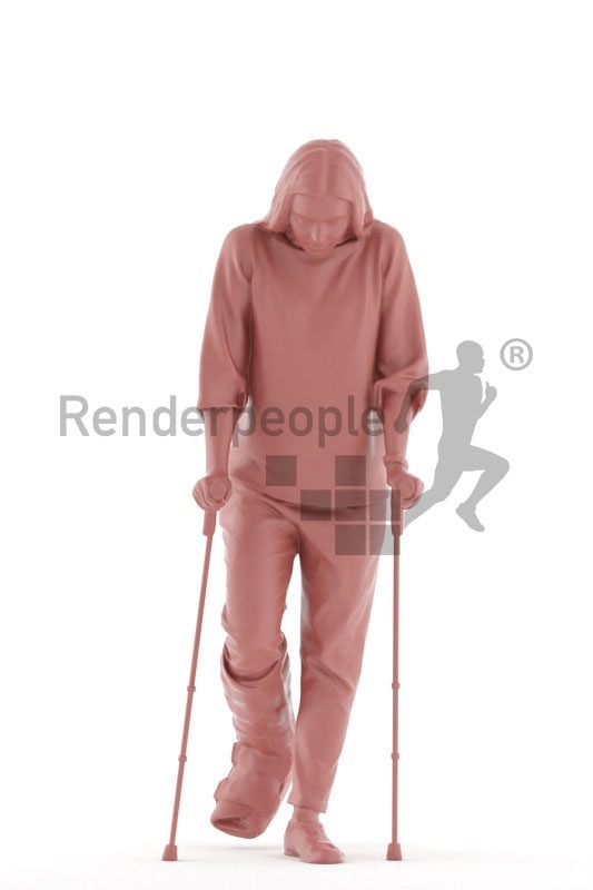 Posed 3D People model by Renderpeople – woman with a foot injury, medical healthcare