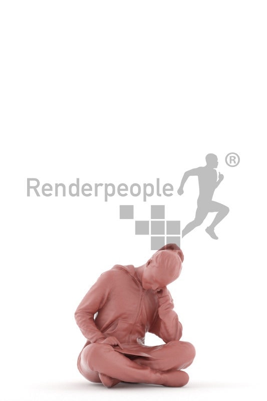 3D People model for 3ds Max and Sketch Up – girl in a onesie, reading