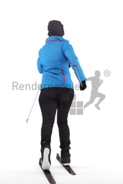 Scanned human 3D model by Renderpeople, skiing woman, skiing clothes