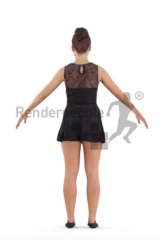 Rigged and retopologized 3D People model – european woman in ballet tricot
