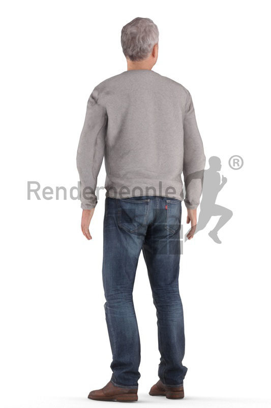 3D People model for animations – middleaged european male in casual look, standing