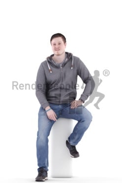 3D People model for 3ds Max and Blender – european man in daily look, sitting on a chair