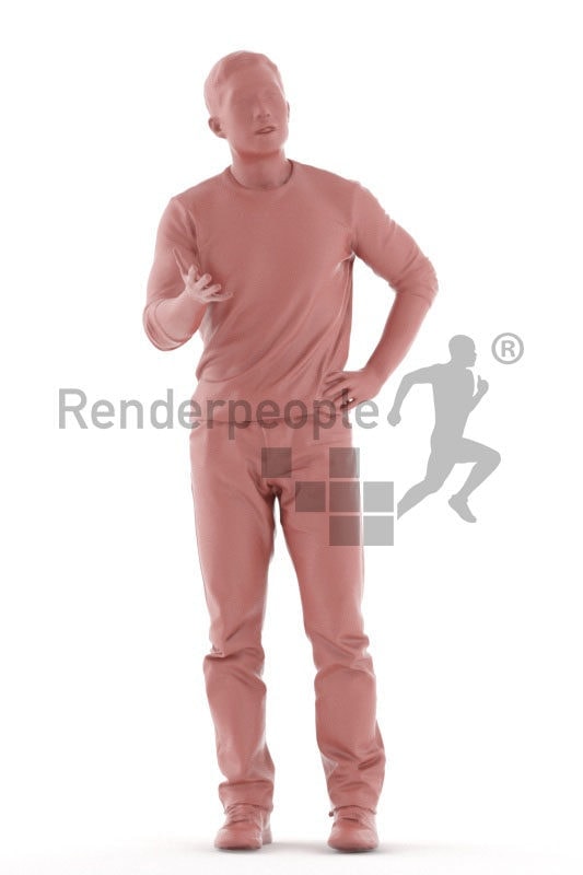 3D People model for 3ds Max and Blender – asian man in daily outfit, communicating, discussing
