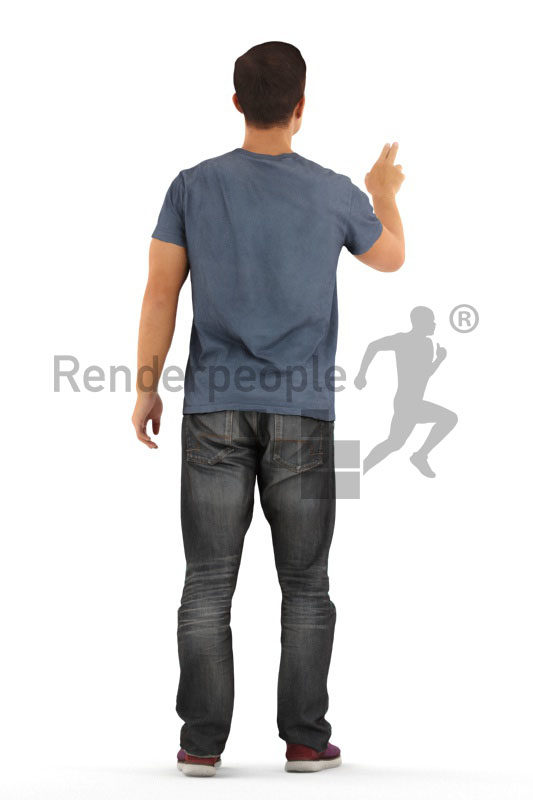Scanned human 3D model by Renderpeople – asian man in daily outfit, pointing on something