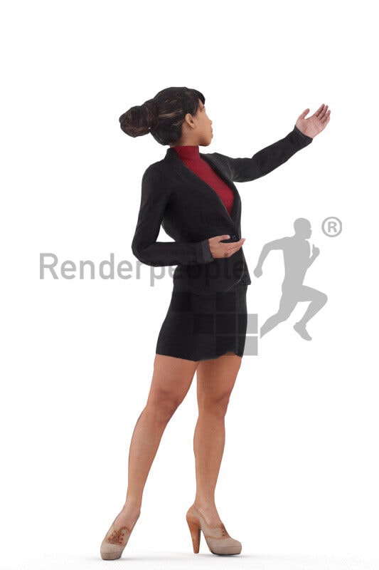 3D People model for animations – hispanic woman in business blazer and skirt, presenting