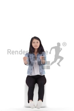 3D People model for 3ds Max and Cinema 4D – asian woman in casual outfit, driving