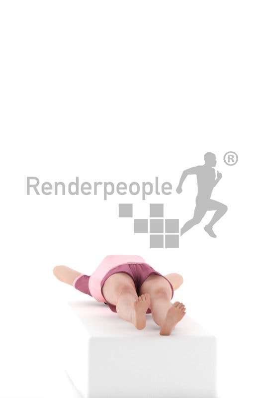 3D People model for 3ds Max and Cinema 4D – asian woman in sleepwear, laying in her bed
