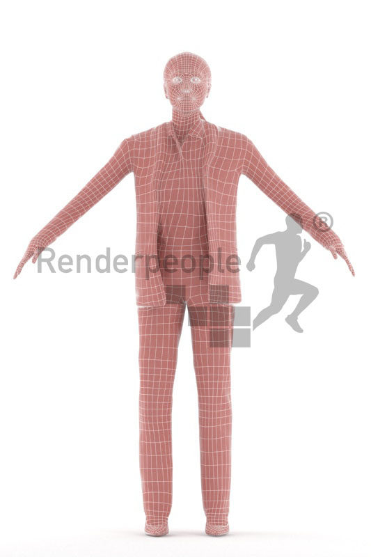 Rigged human 3D model by Renderpeople – asian woman in business suit