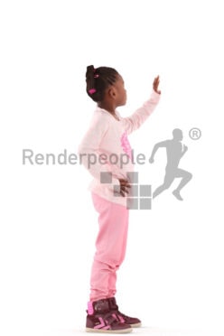 3d people casual, black 3d kid standing and waving