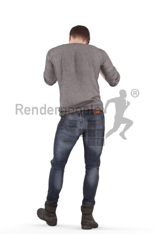 Animated 3D People model for visualization – white man, casual, taking pictures