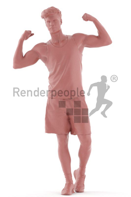3d people sports, young man standing and posing