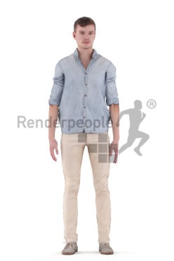 3D People model for animations – european man in smart casual look, standing