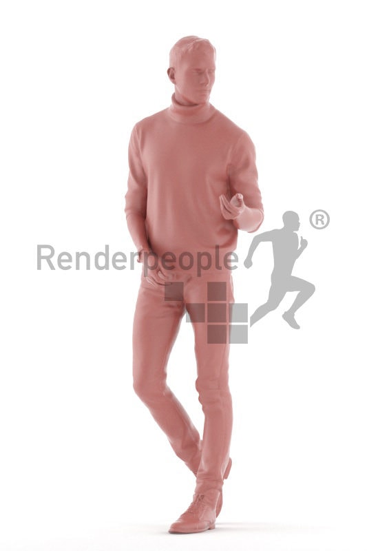 3d people casual, 3d white man walking and talking