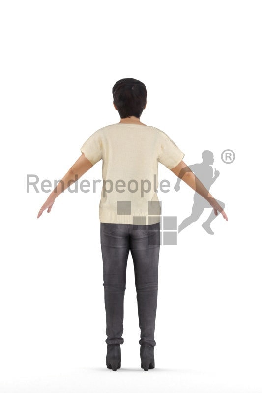 Rigged 3D People model for Maya and Cinema 4D, casual, asian woman