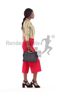 Posed 3D People model by Renderpeople – black woman walking in office look