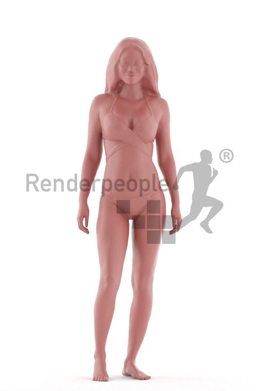 Posed 3D People model for renderings – black woman in red bikini