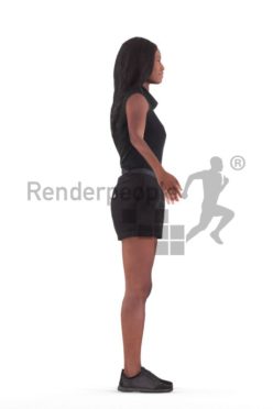 Rigged 3D People model for Maya and Cinema 4D – black woman in casual summer look