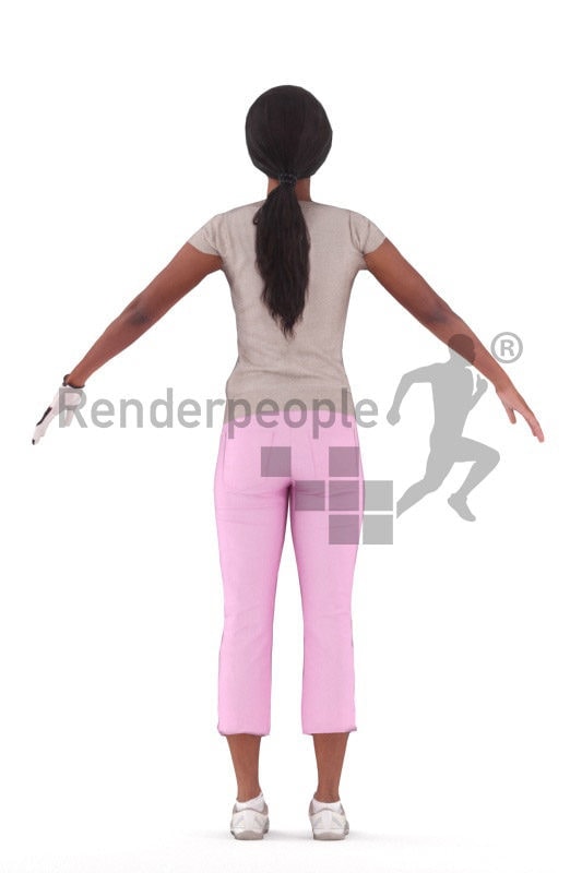 Rigged and retopologized 3D People model – black woman, smart casual