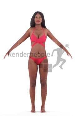 Rigged 3D People model for Maya and 3ds Max – african woman in swimm wear