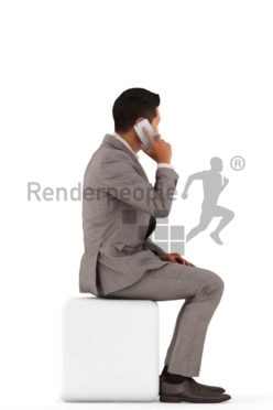 3d people business, asian 3d man sitting and talking