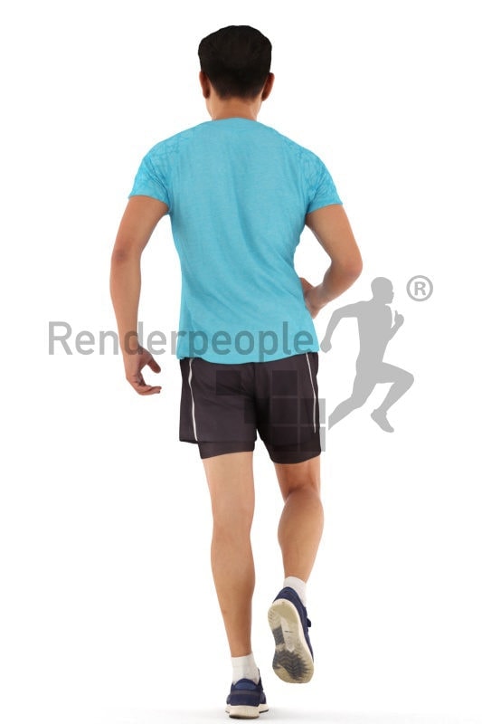 3d people sports, asian 3d man standing and clapping